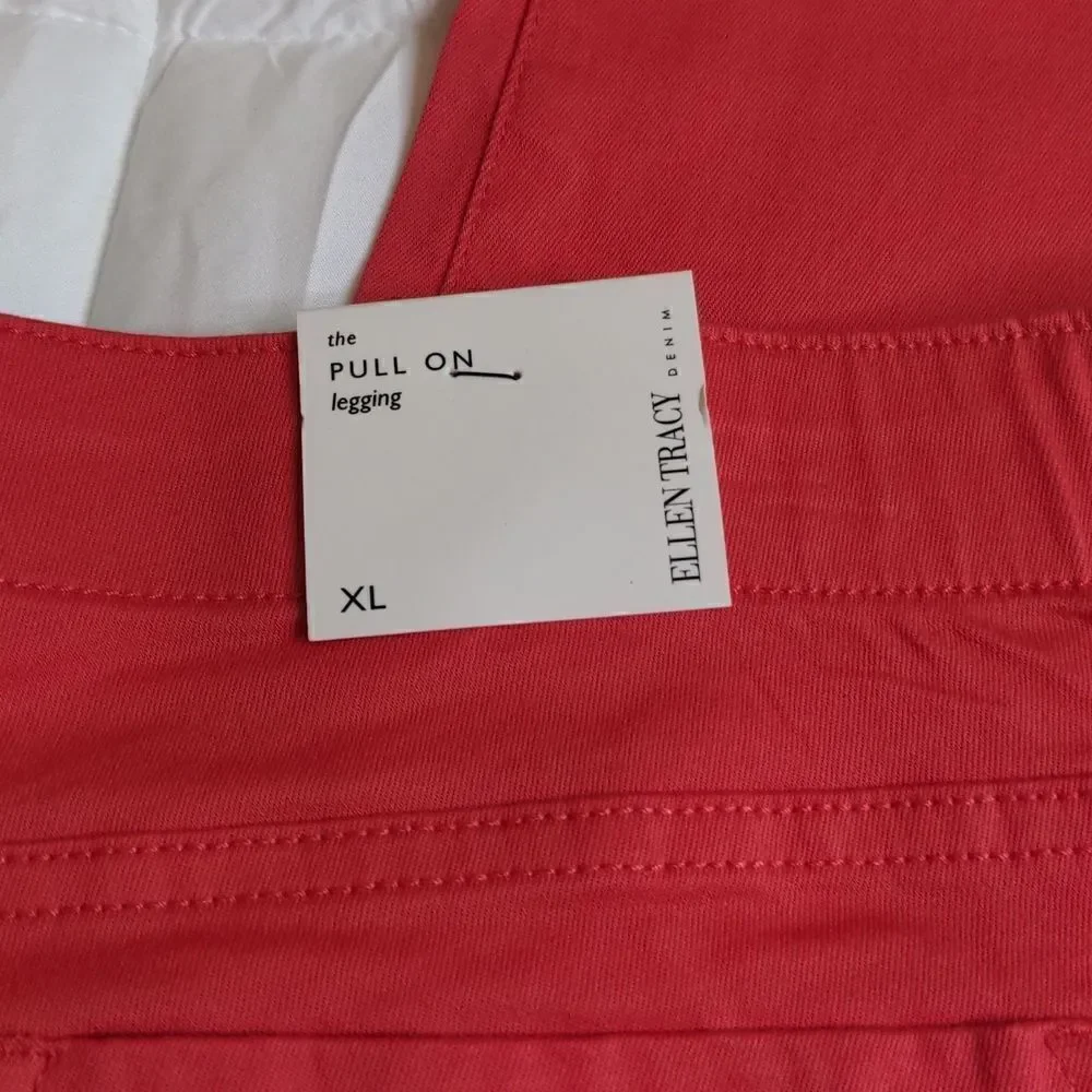 Ellen Tracy Denim XL Hot Pink The Pull On Legging in Hibiscus, NEW